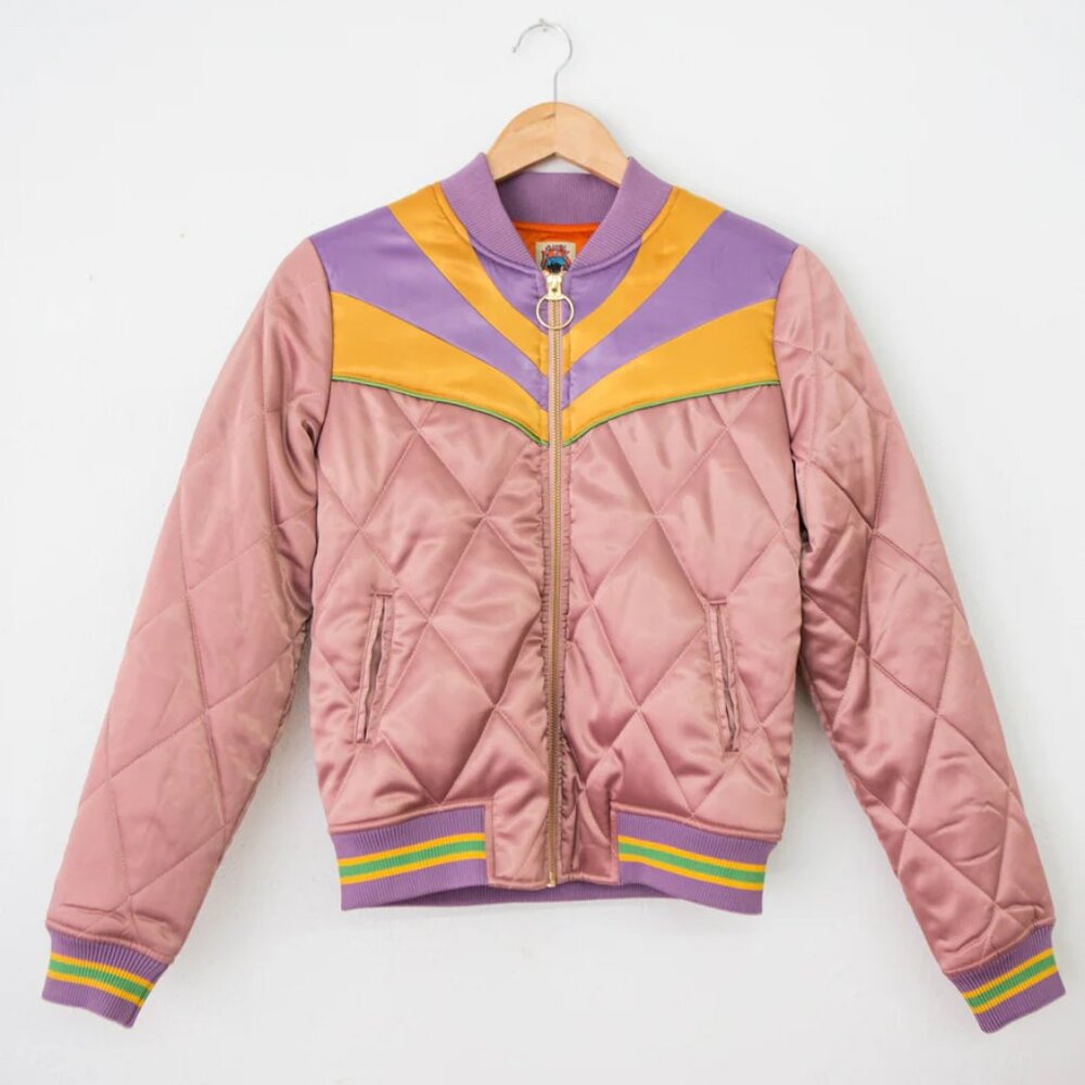 Classic Rock Couture Rising Sun Bomber Jacket in Dusty Rose, Size Small - Picture 2 of 9